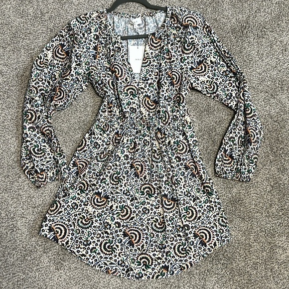 A.L.C. Adelaide Dress Women's NWT 2 V Neck Pockets Long Sleeves Mini Multi Print - Picture 10 of 12